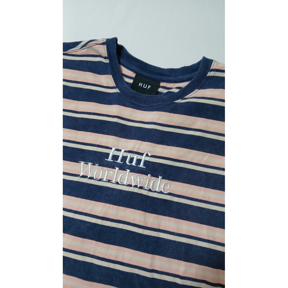 HUF Worldwide Men's 100% Cotton Striped & Embroidered Long‎ Sleeve Shirt Size M